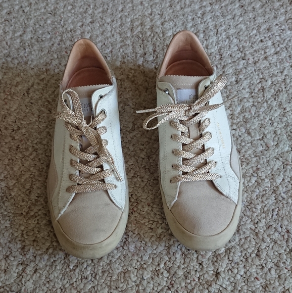 Zero cent cinq 0-105 Beige and White leather Timeless low-top Sneakers size 7.5 - Picture 1 of 16
